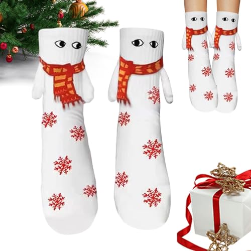 Weihnachtssocken in der Hand - Mid Tube Socken Magnetische Handsocken | Freundschafts-Hand-in-Hand-Socken, bequemer, atmungsaktiver Strumpf für Paare, Freunde, Damen und Herren Aznever von Aznever