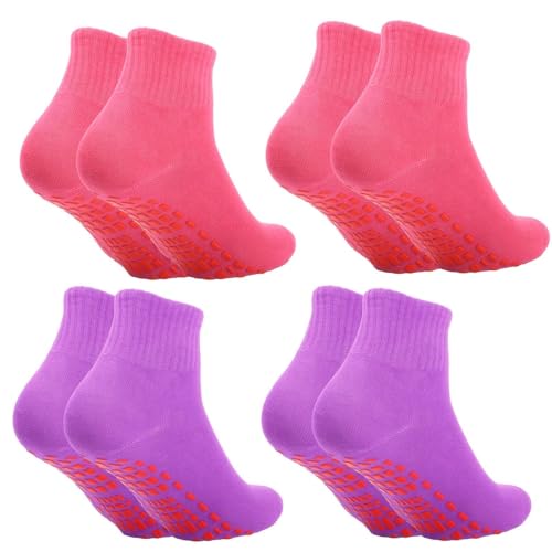 2 Paare Anti-Rutsch Haussocken, Yoga Socken Damen & Herren, Pilates Rutschfeste Socken, Sportsocken Baumwolle mit Rutschfesten Noppen, Stoppersocken für Trampolin/Fitness/Zuhause/Krankenhaus (A, A, A) von Azonelife