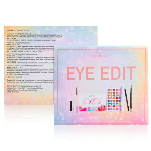 Alles in Einem Make up Set für Augen, 40 Farben Lidschatten Palette mit Augenbrauenstift Eyeliner Mascara Kosmetikpinsel, Augen Schmink Geschenk Set Kit für Frauen Mädchen Teenager Kosmetische von Azonelife