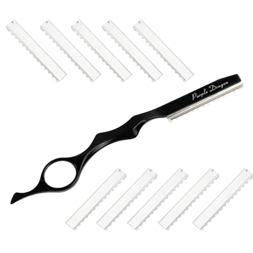Haar Styling Rasiermesser, Premium Styling Razor Thinning Shaper Friseur Styling Messer Effiliermesser Haar Texturierung Schneidrasier Kamm für den Salon und Heimgebrauch, mit 10 Klingen von Azonelife