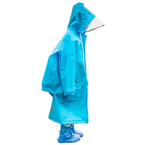 Kinder Regenponcho, Regenmäntel mit Kapuze für Mädchen Jungen, Kleinkind Regenjacke Regenanzug, Kids Regencape Regenschutz für Fahrrad Wandern Camping Reisen (Ethylen-Vinylacetat (EVA), Blau) von Azonelife