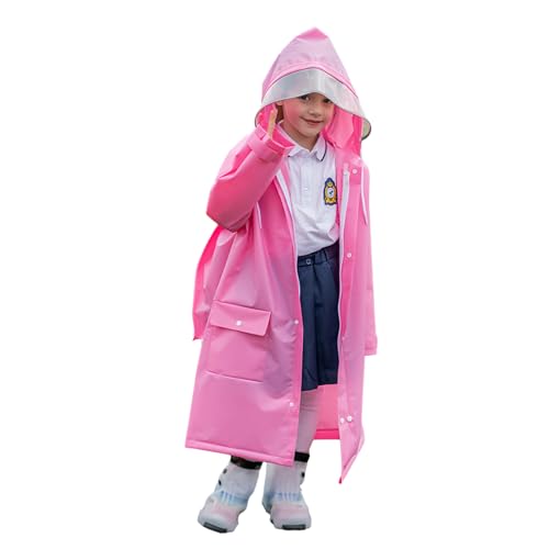 Kinder Regenponcho, Regenmäntel mit Kapuze für Mädchen Jungen, Kleinkind Regenjacke Regenanzug, Kids Regencape Regenschutz für Fahrrad Wandern Camping Reisen (Ethylen-Vinylacetat (EVA), Rosa) von Azonelife