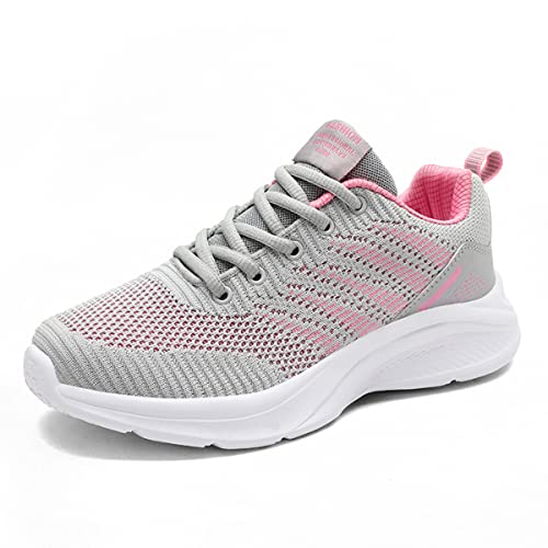 Azooken Damen Laufschuhe Sportschuhe Joggingschuhe Tennisschuhe Straßenlaufschuhe Freizeit Sneaker Outdoor Fitness Gym Traillauf Schuhe（0985-Gray pink37） von Azooken