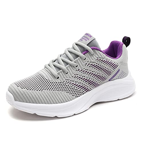 Azooken Damen Laufschuhe Sportschuhe Joggingschuhe Tennisschuhe Straßenlaufschuhe Freizeit Sneaker Outdoor Fitness Gym Traillauf Schuhe（0985-Gray purple38） von Azooken