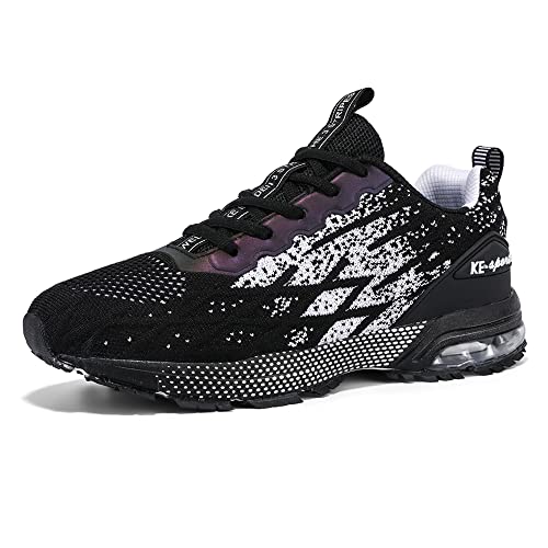 Azooken Herren Damen Sportschuhe Laufschuhe Joggingschuhe Tennisschuhe Leichte Fitness Mesh Sneaker Straßenlaufschuhe Outdoor Gym Schuhe（9079-Black White42） von Azooken