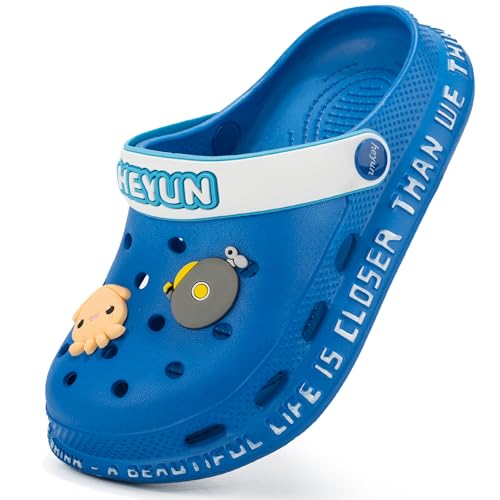 Azooken Unisex Kinder Clogs Gartenschuhe Pantoffeln Sandalen Gartenclogs Badeschuhe Strand Hausschuhe Jungen Mädchen(1823-Blue24) von Azooken