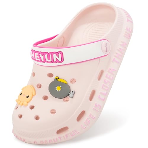 Azooken Unisex Kinder Clogs Gartenschuhe Pantoffeln Sandalen Gartenclogs Badeschuhe Strand Hausschuhe Jungen Mädchen(1823-Pink26) von Azooken