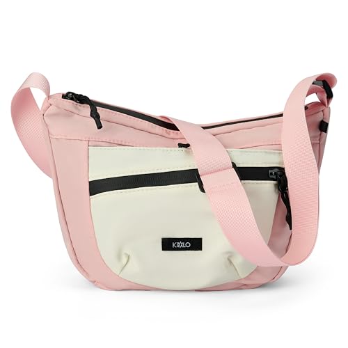 Nylon-Umhängetasche für Damen, leicht, Hobo-Tasche, verstellbarer Riemen, lässige Schultertasche, Pink Nylon-Umhängetasche für Damen, leicht, Hobo-Tasche, verstellbarer Riemen, lässige Schultertasche, Pink von Azooken