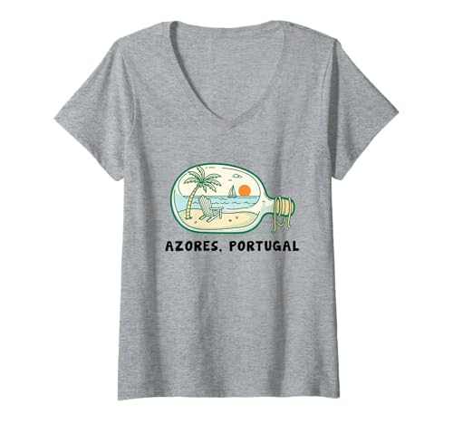Damen Azoren Insel Portugal Souvenir Männer Souvenir Strand T-Shirt mit V-Ausschnitt von Azores Portugal souvenir beach men women