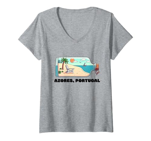 Damen Azoren Insel Portugal Souvenir Männer Souvenir Strand T-Shirt mit V-Ausschnitt von Azores Portugal souvenir beach men women