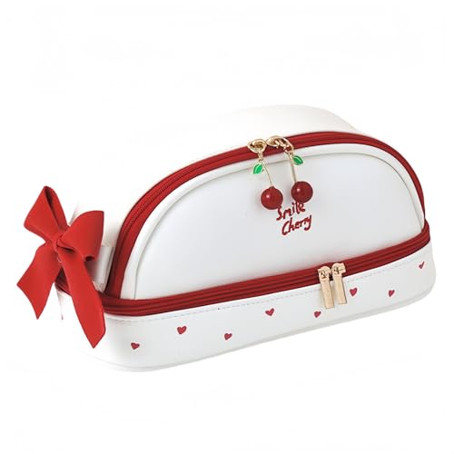 Azragon Federmäppchen für Mädchen mit niedlichem Druck – große Kapazität, Doppelreißverschluss, Make-up-Tasche, Kawaii-Kunstleder, Schulbedarf-Organizer für Teenager, Mittel- und Oberschule, Frauen von Azragon