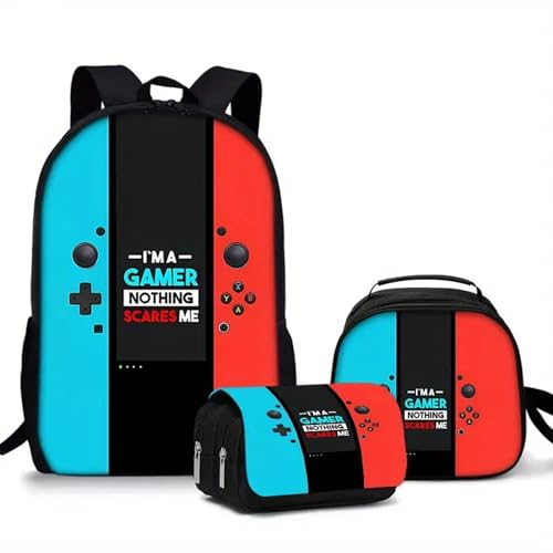 Azragon Federmäppchen mit Spielkonsolen-Thema, schwarz, doppellagig, Flip, Doppelfach, Schreibwaren-Tasche, mehrfarbig, modisch von Azragon