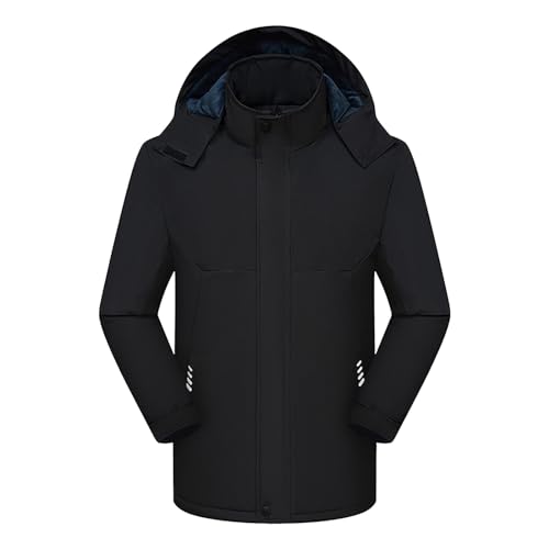 Azruma Herren Jacken Übergang Herren Sweatjacke Ohne Kapuze Hoodie Jungen Unisex Winddicht Farbblock Fleece Gefüttert Reißverschluss Jacke Mit Kapuze Weste Militär Mäntel Für Jungen (1-Black, Xl) von Azruma