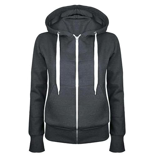 Azruma Hoodie Y2K Einfarbig/Drucken Hoody Mit Reißverschluss Pullover Kapuzenpullover Mit Taschen Frauen Pulli Kapuzenjacke Hoodie Jacke Damen Oversize Schwarz (3-Dark Gray,L) von Azruma