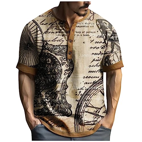 Polo Shirts MäNner Hippie Tshirt Herren Laufshirt Herren Langarm Vintage Drucken Kurzarm ÜBergrößE Henley Shirt Mit Knopfleiste Sommer Button Down Plus Size T Shirts T-Shirt Selbst Gestalten von Azruma