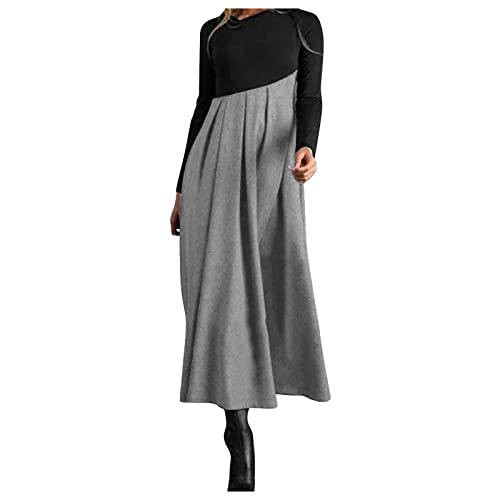 Satin Kleid Abendkleid Damen Partykleid Damen Elegant 70Er Jahre Outfit Damen Frauen Boho Drucken Langarm Swing Lang Kleider Abendkleid Flieder Damen (3-Gray, XXL) von Azruma