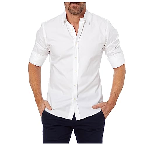 Schwarzes Hemd Herren Laufshirt Herren Business Hemd Herren Casual Einfarbige Umlegekragen Oxford Button Down Slim Fit Langarm Hemden Bequem Revers Oberteil Mit Knopfleiste Bräutigam Shirt von Azruma