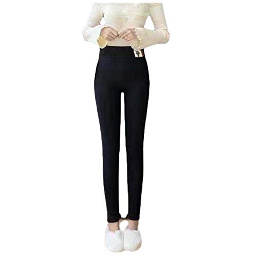 Winter Leggings Damen Gefüttert Damen Frauen Warm Fleece Gefüttert Leggins Verdickte Plüsch Lang Strumpfhosen Winter Leggings Gefüttert Thermounterwäsche Damen Extra Warm Umstandshose (1-Black,S) von Azruma