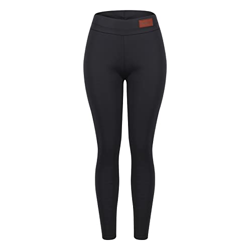 Leggings Winter Damen Damen Frauen Warm Fleece Gefüttert Leggins Verdickte Plüsch Lang Strumpfhosen Thermo Leggings Damen Hautfarben Winterleggings Mädchen Thermoleggings Damen Gefüttert (3-Black,S) von Azruma