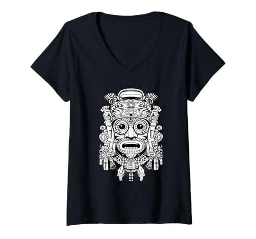 Damen Mexikanische Mythologie Quetzalcoatl gefiederte Schlange Aztekengott T-Shirt mit V-Ausschnitt Damen Mexikanische Mythologie Quetzalcoatl gefiederte Schlange Aztekengott T-Shirt mit V-Ausschnitt von Aztec Civilization Mexican Mythology
