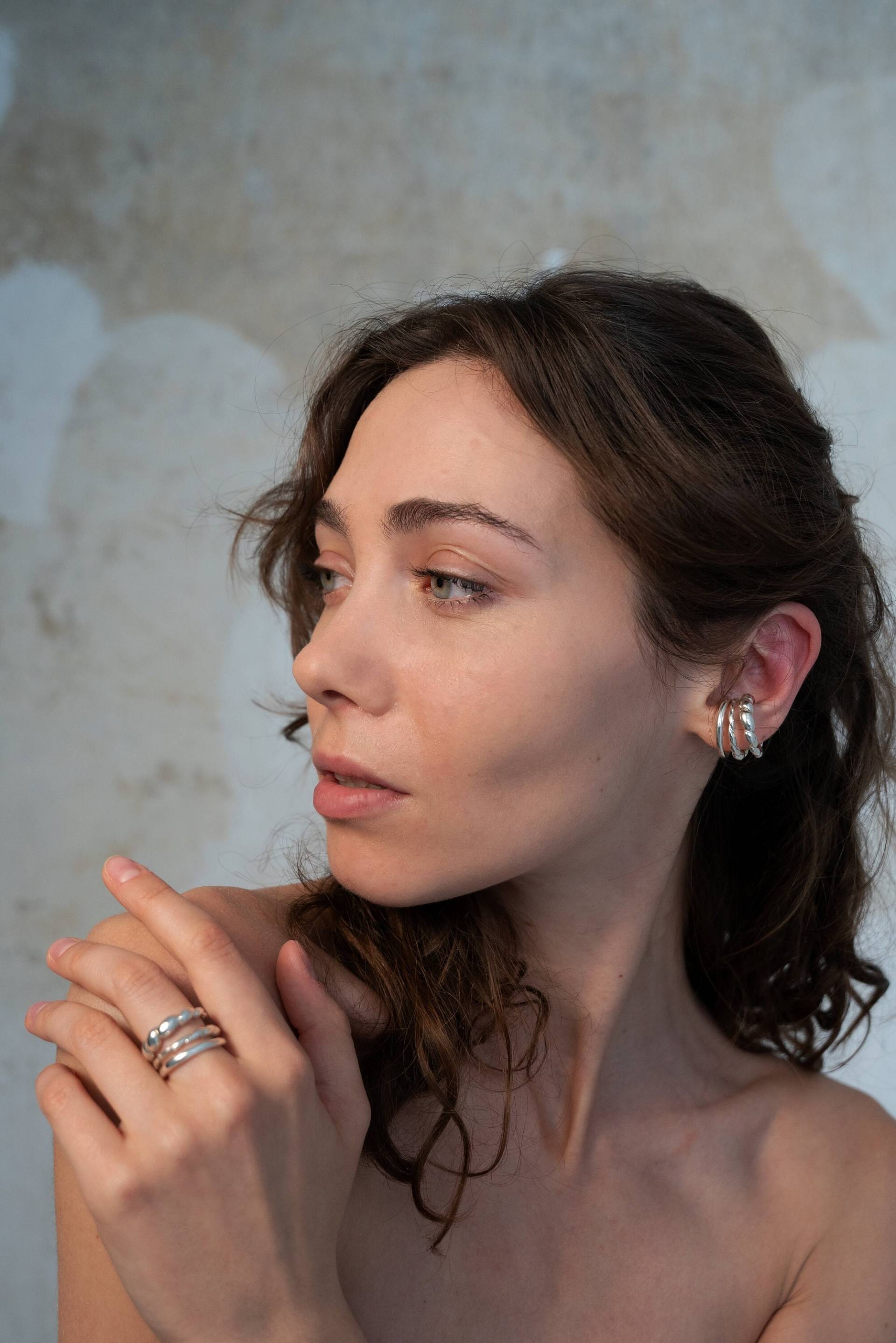 Dreifach Hoop Ohrclip/Schichtung Sterling Silber Ohrmanschette Croissant Ring Geschenk Multifunktional Als Oder Ohrring Dreifach Hoop Ohrclip/Schichtung Sterling Silber Ohrmanschette Croissant Ring Geschenk Multifunktional Als Oder Ohrring von AzulReproche