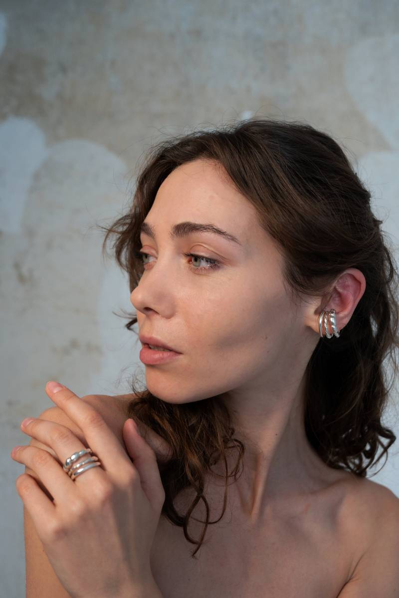 Dreifach Hoop Ohrclip/Schichtung Sterling Silber Ohrmanschette Croissant Ring Geschenk Multifunktional Als Oder Ohrring von AzulReproche