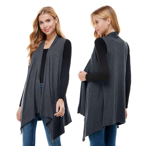 Azules Ärmellose Strickjacken für Damen – leichte lange Pullover-Weste – offene Vorderseite Cardigan – Weste Tops für Frauen, Anthrazit (einzeln), 2X von Azules