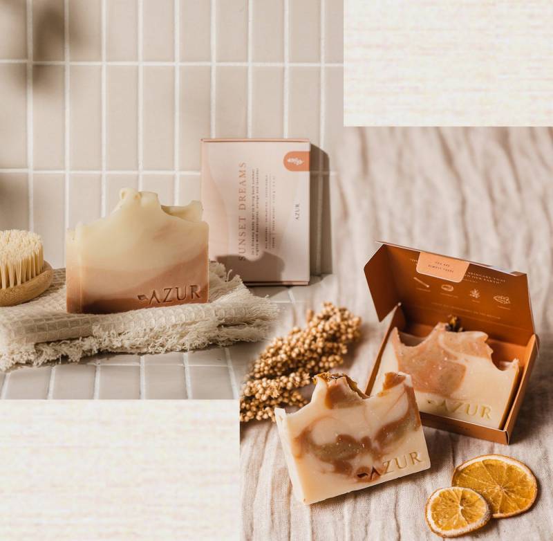 Azur Natural Bodycare Feste Duschseife AZUR Soap, 2-tlg., 2er Set Soap Body Duschseifen 2x100g Naturkosmetik handgemacht vegan von Azur Natural Bodycare