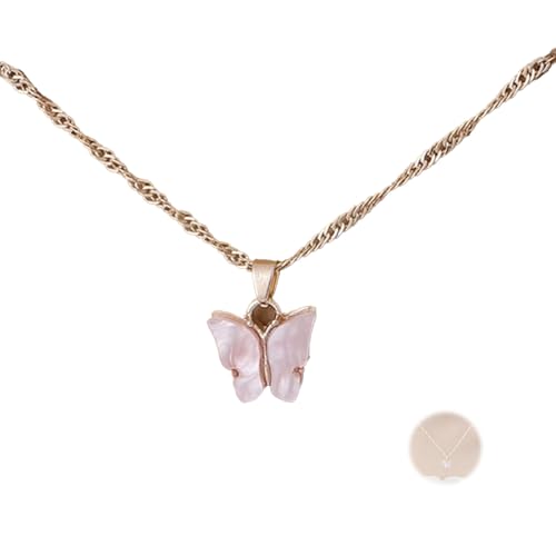 AzureRay Acryl Schmetterling Kette für Mädchen - Verstellbare Halskette mit buntem Anhänger. von AzureRay