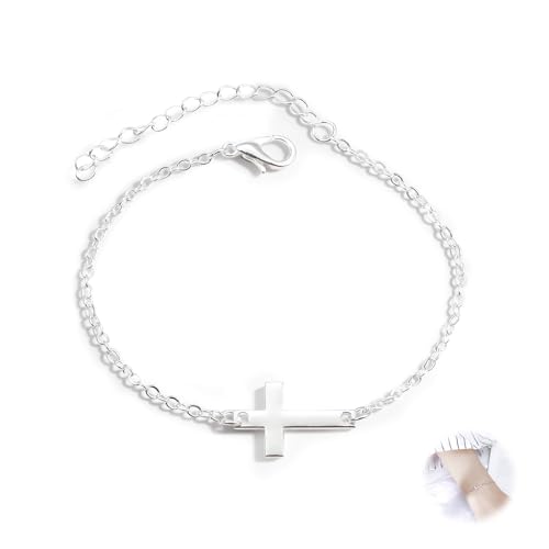 AzureRay Armband für Damen, Elegantes Verstellbares Schmuckstück mit Kreuzanhänger, Geschenk für Valentinstag, Muttertag, Geburtstag & Weihnachten (15+4cm) von AzureRay