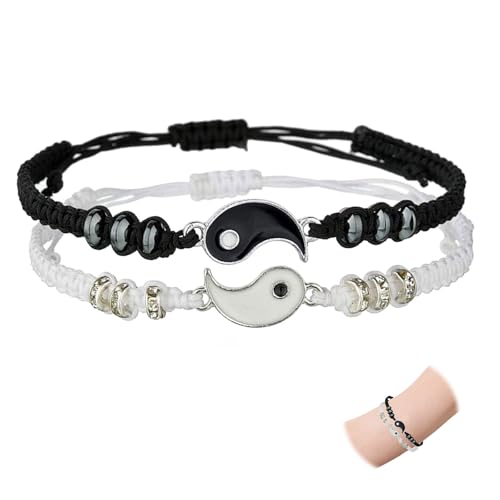 AzureRay Freundschaftsarmbänder, 2er Set Personalisierte Armbänder für Paare & Beste Freunde, Verstellbares Yin-Yang-Armband, Geschenkidee für Männer & Frauen von AzureRay