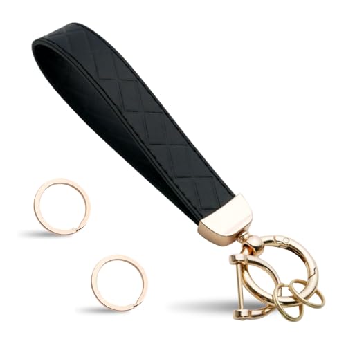 AzureRay Schlüsselanhänger Damen Auto Schlüsselanhänger Leder Autoschlüsselanhänger Schwarz von AzureRay