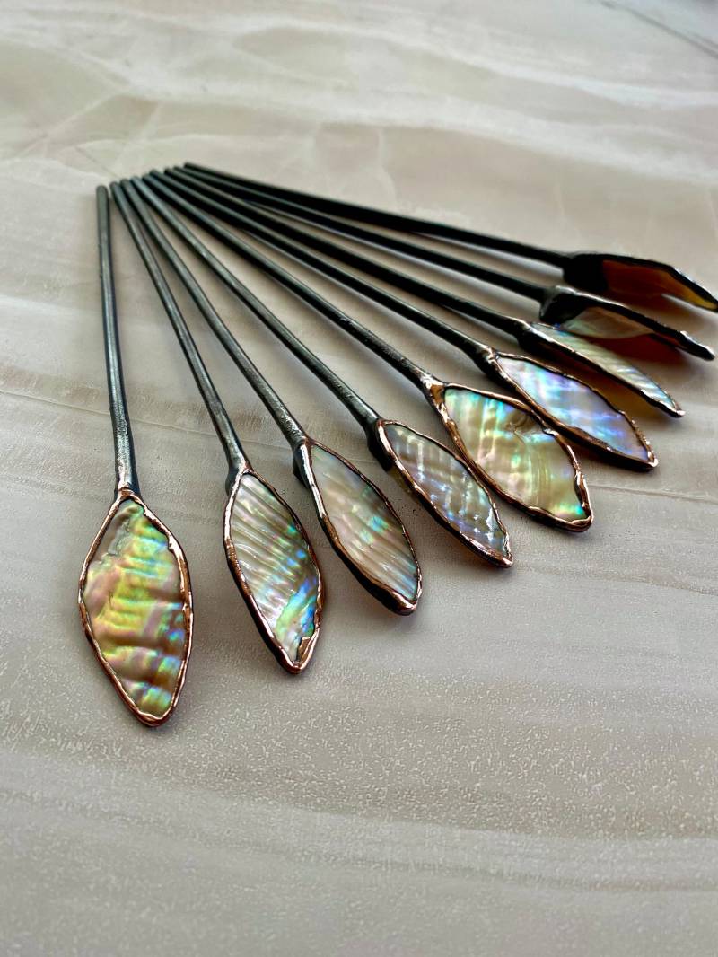 Galvanisierter Abalone-Haarstab Kupfer-Haarnadel, Dutthalter von AzuredesignsBoutique