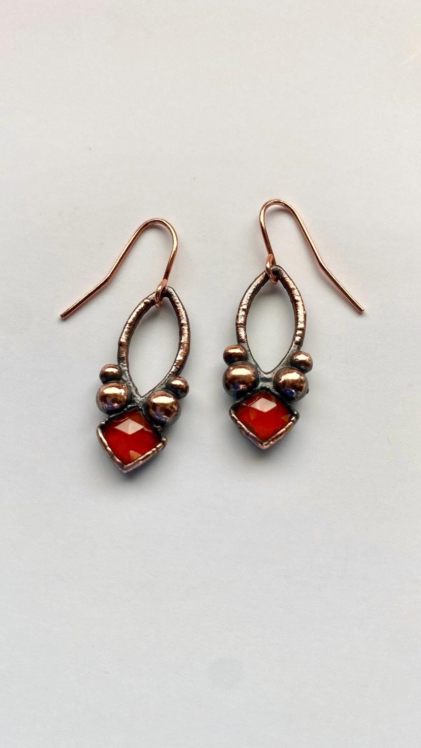 Hessonit Granat Ohrringe Kupfer Edelstein Schmuck Hessonit Granat Ohrringe Kupfer Edelstein Schmuck von AzuredesignsBoutique