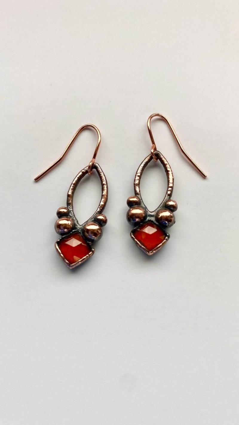 Hessonit Granat Ohrringe Kupfer Edelstein Schmuck Hessonit Granat Ohrringe Kupfer Edelstein Schmuck von AzuredesignsBoutique