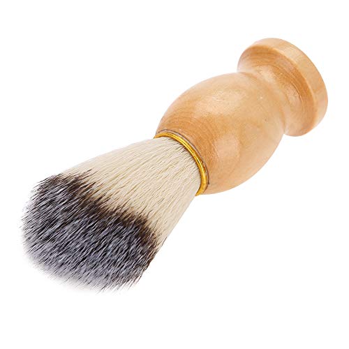 Azusumi Tragbarer Herren-Rasierpinsel aus Weichem Synthetischem Haar mit Holzgriff für den Bart, Friseur-Salon-Werkzeug von Azusumi