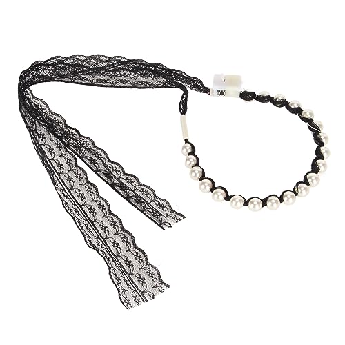 Mädchen Spitze Leuchtendes Haar Stirnband Schwarze Spitze Künstlicher Warmer Leuchtender Kopfschmuck Haarschmuck für Hochzeitsfeier von Azusumi