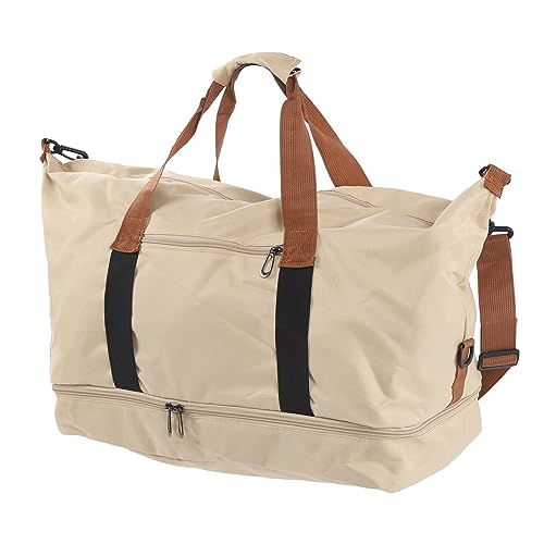 Reise-Duffel Bag Trocken Nass Getrennt Sport Gym Bag Schulter Weekender Übernachtung Tasche Große Kapazität für Männer Frauen, khaki von Azusumi