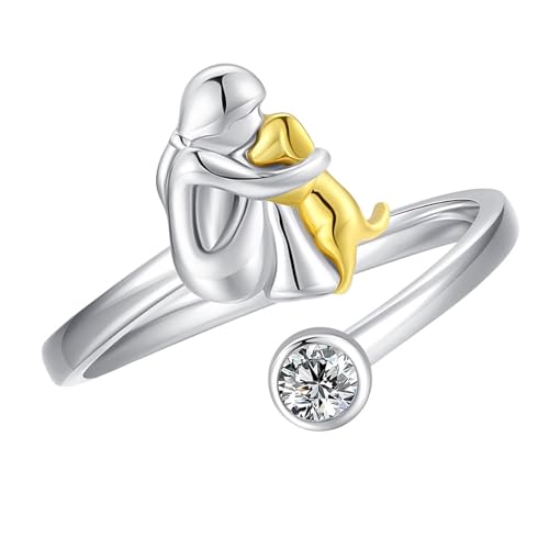 Azxcvbnm Einstellbare Herzringe Mit Mädchen Und Hundendesigns Für Zeit Als Gebrauch Für Haustierliebhaber Haustier Inspirieren Ringe von Azxcvbnm