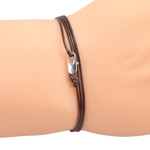 Azxcvbnm Handgefertigter Vintage Wachskabel Mit Weichem Kupferverschluss Hautfreundlicher Verstellbarer Schmuck Für Männer Frauen Alltag Handgefertigtes Wachskabelarmband Mit Kupferverschluss von Azxcvbnm