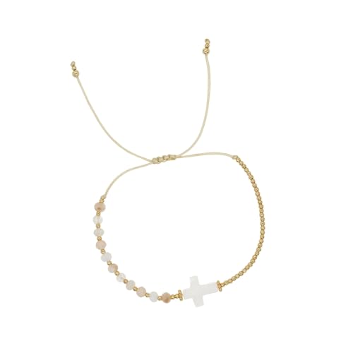 Azxcvbnm Multikola Kristallperlen Kruzifix Armband Handgefertigt Böhmische Armreif Mode Handgelenk Schmuck Für Strandoutfits Mehrfarbiger Kristallkruzifix Armreifen von Azxcvbnm