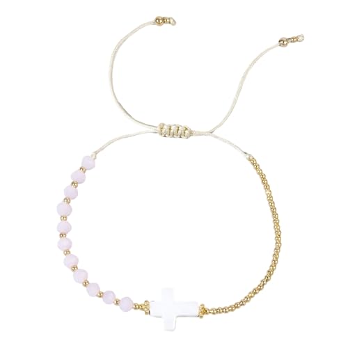 Azxcvbnm Multikola Kristallperlen Kruzifix Armband Handgefertigt Böhmische Armreif Mode Handgelenk Schmuck Für Strandoutfits Mehrfarbiger Kristallkruzifix Armreifen von Azxcvbnm