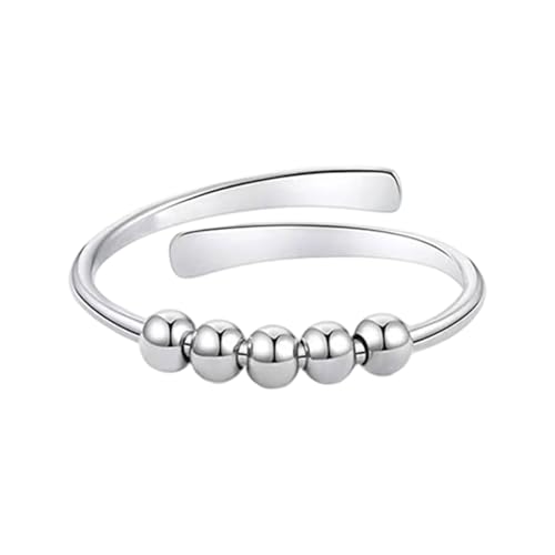 Azxcvbnm Verstellbare Perlenkupferringe Für Hochzeiten Und Partys Rotierende Perlen Design Für Lässige Und Formelle Outfits Modeperlenringe von Azxcvbnm