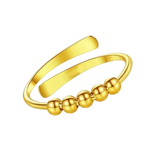 Azxcvbnm Verstellbare Perlenkupferringe Für Hochzeiten Und Partys Rotierende Perlen Design Für Lässige Und Formelle Outfits Modeperlenringe von Azxcvbnm