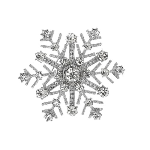 Festliche Kristall Schneeflake Abzeichen Pin Secure Clasp Schmuck Brosche Geschenk Für Wintermantelkleid Oder Formelle Anlässe Winter Holiday Crystal Brosche von Azxcvbnm