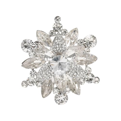 Kristalle Blumenbrosche Für Frauen Elegante Party Hochzeitszubehör Tragbare Legierungsschmuck Mit Sicheren Verschluss Kristallen Brosche von Azxcvbnm