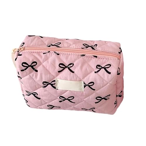 Make-up-Organizer aus Polyester mit Schleifen-Muster, große Kapazität, Kosmetik-Organizer, tragbare Reise-Aufbewahrungstasche, Schleife Schwarz von Azxcvbnm