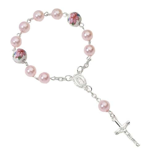 Minimalistische Kruzifix Charm Perlen Kettenarmband Legierung Armband Komfortable Spirituelle Gabe Religiöser Schmuckstück Crucifix Armband von Azxcvbnm