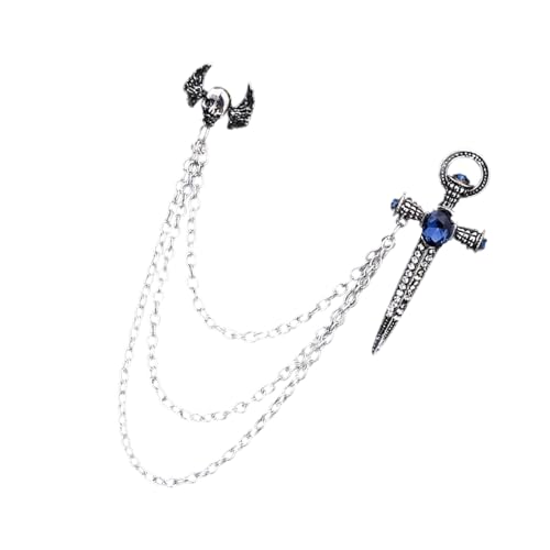 Sichere Verschluss Geflügelte Schwerter Kruzifix Brosche Leichtes Accessoire Punk Styles Stillanlage Für Büro Outfits Oder Partys Eleganter Flügelkruzifix Revers Pin von Azxcvbnm