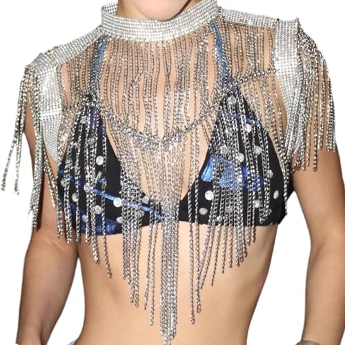 Stilvolle Multi Stränge Randkörperkette Sparkling Crystal Design Leichter Schmuck Für Frauen Modeaccessoires Vielseitige Legierung Mode Halskette von Azxcvbnm